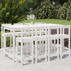 vidaXL Ensemble de bar de jardin 9 pcs blanc bois de pin massif pas cher