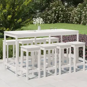 vidaXL Ensemble de bar de jardin 9 pcs blanc bois de pin massif pas cher