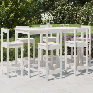 Comparateur de prix : vidaXL Ensemble de bar de jardin 7 pcs blanc bois de pin massif