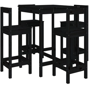 vidaXL Ensemble de bar de jardin 5 pcs noir bois de pin massif pas cher