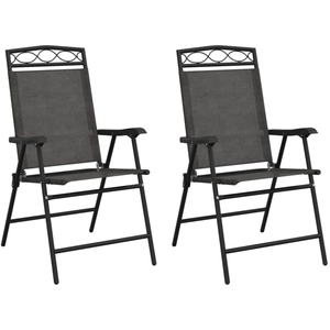 vidaXL Chaises de jardin pliables lot de 2 en acier et textilène pas cher