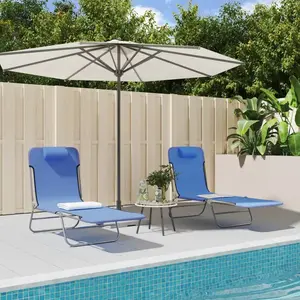 vidaXL Vidaxl Chaises Longues Pliables Lot De 2 Bleu Textilène Et Acier pas cher