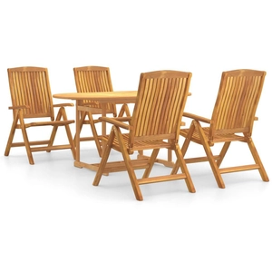 vidaXL Ensemble à manger de jardin 5 pcs Bois de teck massif pas cher