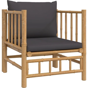 vidaXL Canapé de jardin avec coussins gris foncé bambou
