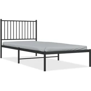vidaXL Cadre de lit métal avec tête de lit noir 90x200 cm pas cher
