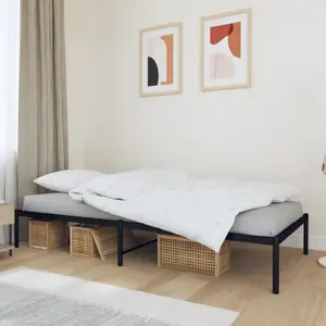 vidaXL Cadre de lit métal noir 100x190 cm pas cher