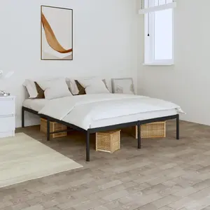 vidaXL Cadre de lit métal noir 140x190 cm pas cher