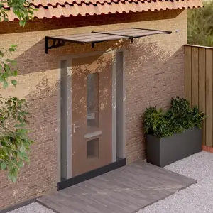 vidaXL Auvent de porte Noir 199x90 cm Polycarbonate pas cher