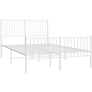 vidaXL Cadre de lit métal avec tête de lit/pied de lit blanc 135x190cm pas cher