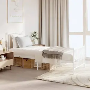 vidaXL Cadre de lit métal avec tête de lit/pied de lit blanc 80x200 cm pas cher