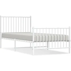 vidaXL Cadre de lit métal avec tête de lit/pied de lit blanc 90x200 cm pas cher