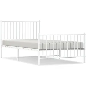 vidaXL Cadre de lit métal avec tête de lit/pied de lit blanc 100x200cm pas cher