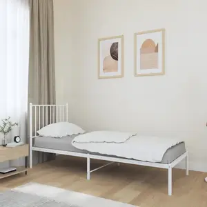 vidaXL Cadre de lit métal avec tête de lit blanc 80x200 cm pas cher