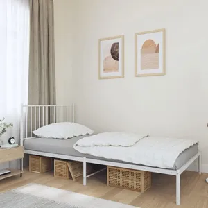 vidaXL Cadre de lit métal avec tête de lit blanc 100x190 cm pas cher
