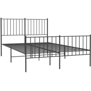 vidaXL Cadre de lit métal avec tête de lit/pied de lit noir 120x190 cm pas cher