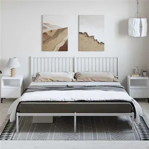 vidaXL Cadre de lit métal avec tête de lit blanc 183x213 cm pas cher