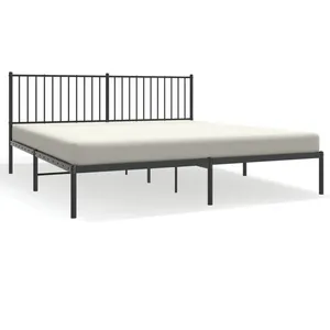 vidaXL Cadre de lit métal avec tête de lit noir 183x213 cm pas cher
