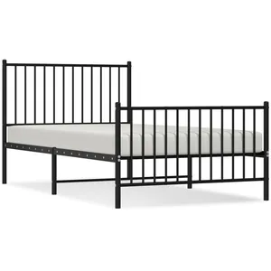 vidaXL Cadre de lit métal avec tête de lit/pied de lit noir 100x190 cm pas cher