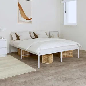 vidaXL Cadre de lit métal blanc 140x190 cm pas cher