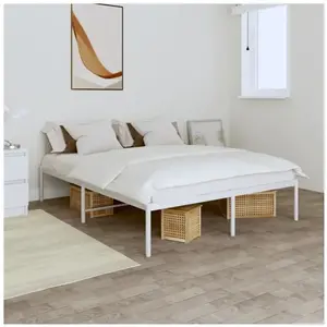 vidaXL Cadre de lit métal blanc 150x200 cm pas cher