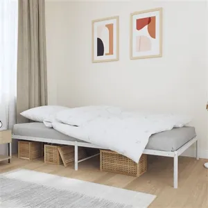 vidaXL Cadre de lit métal blanc 100x200 cm pas cher