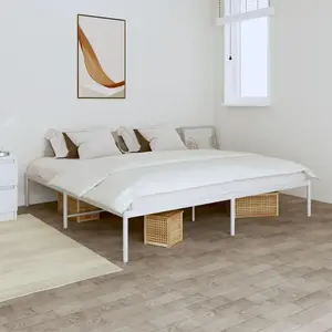vidaXL Cadre de lit métal blanc 180x200 cm pas cher