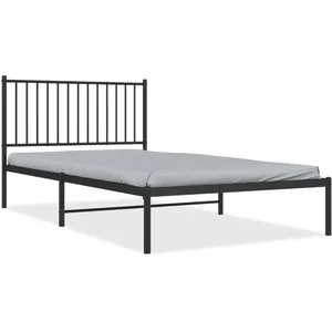 vidaXL Cadre de lit métal avec tête de lit noir 107x203 cm pas cher