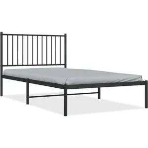 vidaXL Cadre de lit métal avec tête de lit noir 100x190 cm pas cher