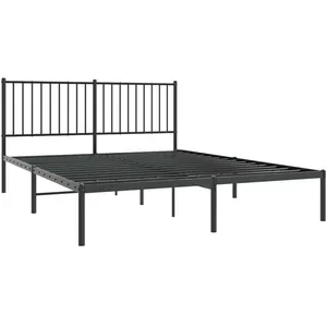 vidaXL Cadre de lit métal avec tête de lit noir 150x200 cm pas cher