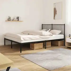 vidaXL Cadre de lit métal avec tête de lit noir 160x200 cm pas cher