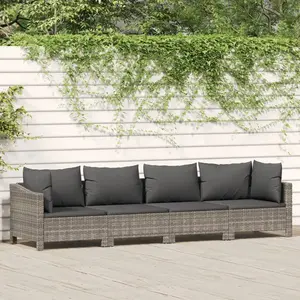 vidaXL Salon de jardin 4 pcs avec coussins Gris Résine tressée pas cher