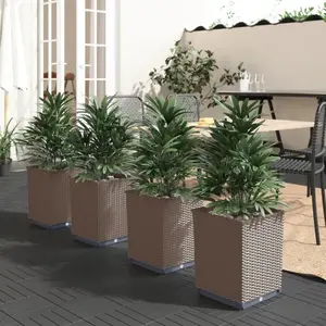 vidaXL Jardinières 4 pcs marron 30x30x37 cm polypropylène pas cher