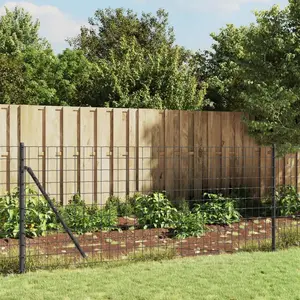 vidaXL Clôture en treillis métallique et ancrage anthracite 1x10 m pas cher