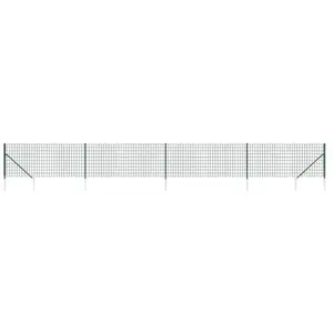 vidaXL Clôture en treillis métallique et piquet d'ancrage vert 1x10m pas cher