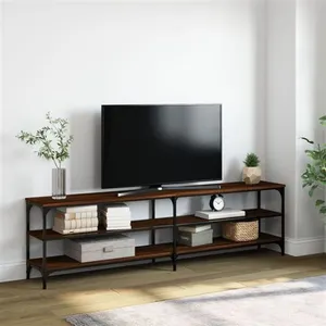 vidaXL Meuble TV chêne marron 180x30x50 cm bois d'ingénierie et métal pas cher