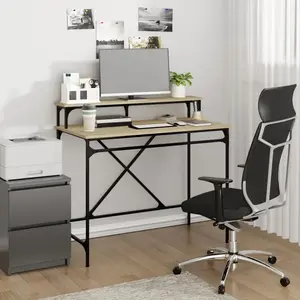 vidaXL Bureau chêne sonoma 100x50x90 cm bois d'ingénierie et fer pas cher