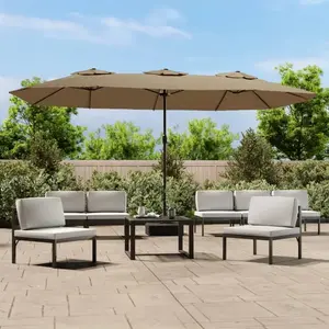 Comparateur de prix : vidaXL Parasol à double tête avec LED taupe 449x245 cm