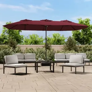 Comparateur de prix : Parasol à double tête avec led rouge bordeaux 449x245 cm Vidaxl Rouge