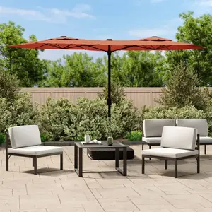Comparateur de prix : vidaXL Parasol à double tête avec LED terre cuite 316x240 cm