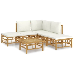vidaXL Salon de jardin 6 pcs avec coussins gris foncé bambou pas cher