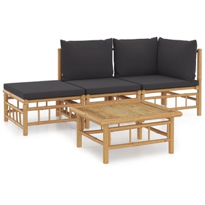Comparateur de prix : vidaXL Salon de jardin 5 pcs avec coussins gris foncé bambou