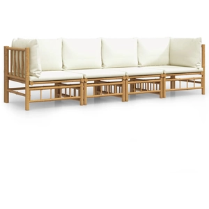 vidaXL Salon de jardin 4 pcs avec coussins gris foncé bambou pas cher