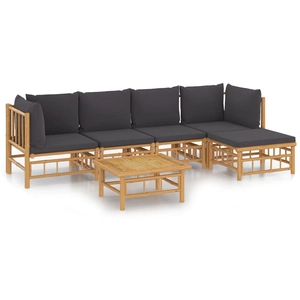 vidaXL Salon de jardin 6 pcs avec coussins gris foncé bambou pas cher