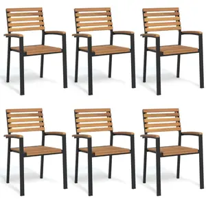 Comparateur de prix : vidaXL-Tuinstoelen-6-st-stapelbaar-massief-acaciahout-en-metaal