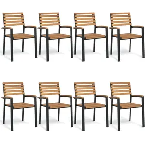 vidaXL-Tuinstoelen-8-st-stapelbaar-massief-acaciahout-en-metaal pas cher