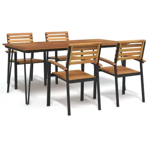 vidaXL-5-delige-Tuinset-massief-acaciahout-en-metaal pas cher