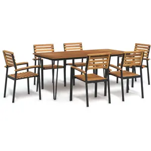 vidaXL-7-delige-Tuinset-massief-acaciahout-en-metaal pas cher