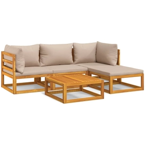 vidaXL Salon de jardin 5 pcs avec coussins vert bois massif pas cher