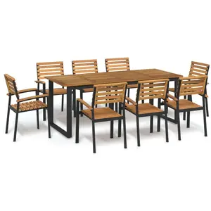 vidaXL-9-delige-Tuinset-massief-acaciahout-en-metaal pas cher