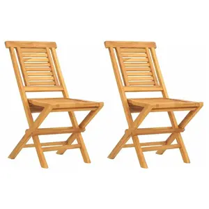 vidaXL Chaises de jardin pliantes 2 pcs 47x63x90 cm bois massif teck pas cher